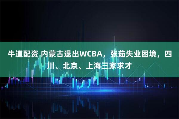 牛道配资 内蒙古退出WCBA，张茹失业困境，四川、北京、上海三家求才